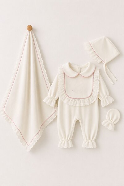 Minytrendy Baby Girl Newborn Jumpsuit with Blanket Vintage Pink Glitter Hospi...