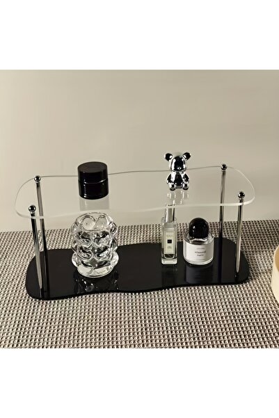 Choice black clear Elegant 2-Tier Clear Acrylic Display Shelf For Bedroom, Li...