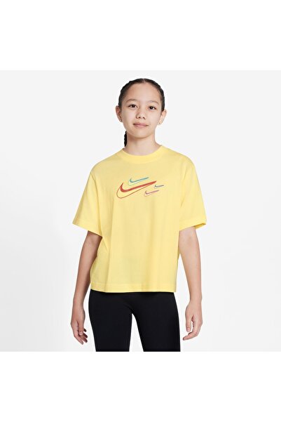 Nike G NSW TEE BOXY SWOOSH LOGO FN9686-722 Κίτρινο