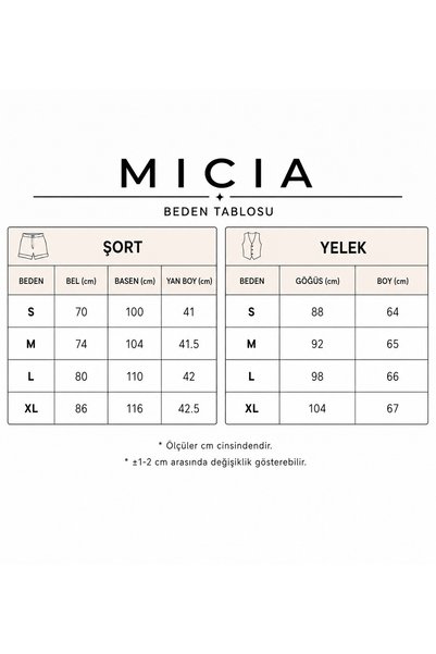 micia طقم سترة نسائية بدون أكمام بأزرار ذهبية وشورت سفلي