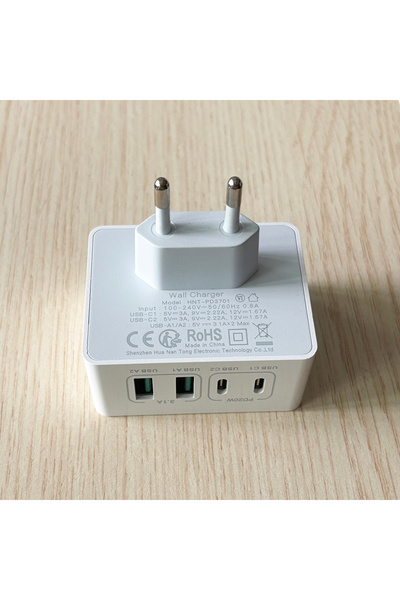 Choice WHITE 1pc USB C Charger, 40W 4 Port USBC Plug Fast Charger Multi AC Du...