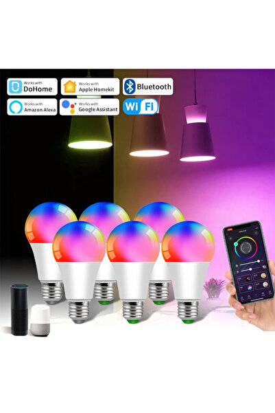 Choice 6 PCS Dohome Wifi Bluetooth Smart Bulb Alexa Led Lamp E27 RGB Smart Li...