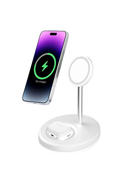 Choice1 White 2-in-1 Magnetic Wireless Charger Stand for iPhone 17 16 15 14 1...