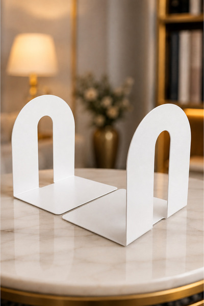 VENON 2Pcs White Metal Book Support Book Holder Home and Office Decorative Ac...