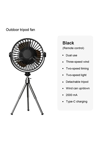 choice2 Black Tripod Stand Desk Air Cooling Blower Rotation Camping Ceiling F...
