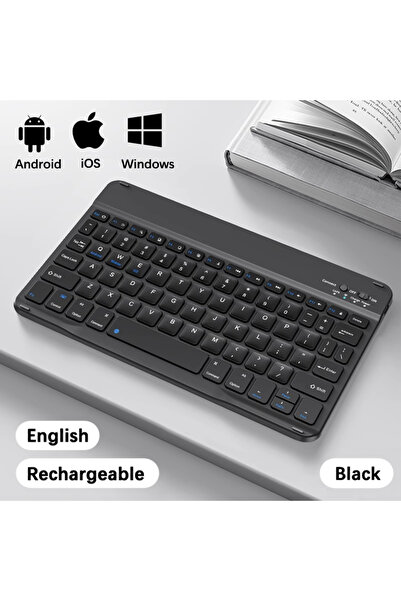 Choice4 Black Wireless Bluetooth-compatible Keyboard For Android iOS Tablet U...