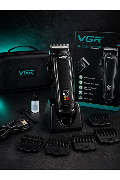VGR Mașină de tuns profesională V-653 – Acumulator 2000mAh, Display LED, Staț...