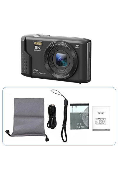 Choice8 NO TF Card Black Ourlife Compact Digital Camera 5K 72MP 2.8'' Screen ...