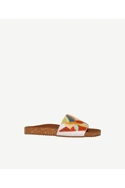 Yargıcı Bead Embellished Single Strap Slippers