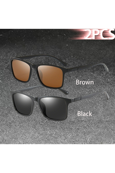 choice2 Brown-Black 1-2PCS Luxury Men Sunglasses Fashion Vintage Square Ultra...