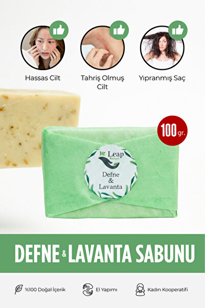 Doğal Defne ve Lavanta Yağlı Sabun | Dinlendirici | El Yapımı | 100 gr
