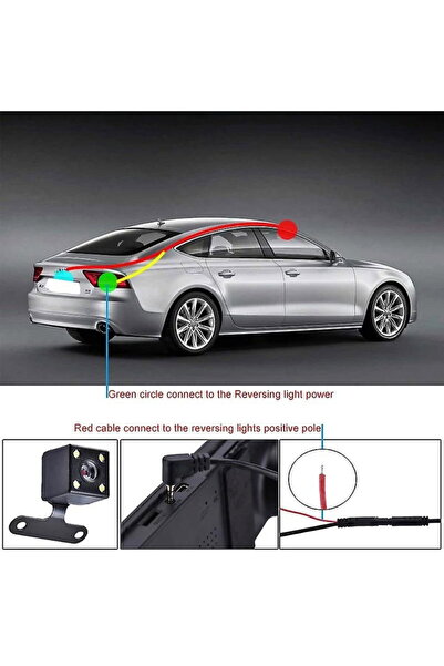 StartONTeam Cameră video HD cu vedere spate auto cu 5 pini, unghi larg de 170°, linii de ghidare, instalare universală