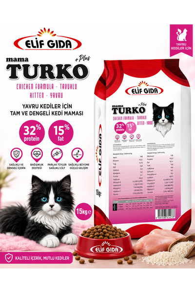 Plus 15kg Tavuklu Yavru Kedi Maması (32/15)