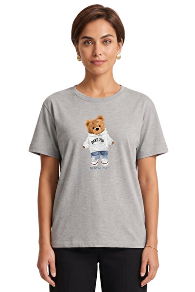 DK DAKSEL Dare You Hooded Teddy Bear Printed Oversized Regular Fit Unisex T-S...