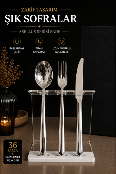 Narin Asellus serisi-Sade-36 parça çatal kaşık bıçak seti