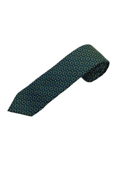 Brianze 8 Cm Yeşil Sarı Desenli Kravat Mendil Set
