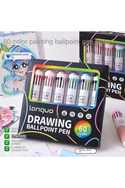 Choice 6PCS 3/6 Pack Multicolor Pens 28/60 Colors 10-in-1 Colored Ballpoint P...