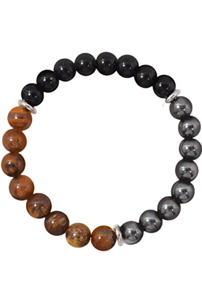Choice 19cm Yellow Tiger Eye Triple Protection Bracelet:Tiger Eye, Black Obsi...