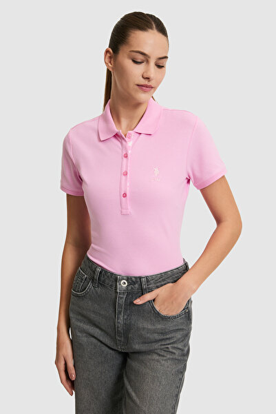 U.S. Polo Assn. Women's Pink Polo Collar Basic T-Shirt 50321798-Vr041