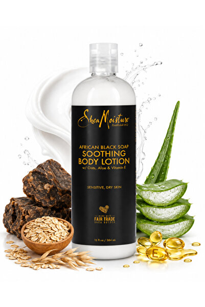 Shea Moisture - لوشن الصابون الأسود الأفريقي للبشرة الجافة والحساسة - 384 مل