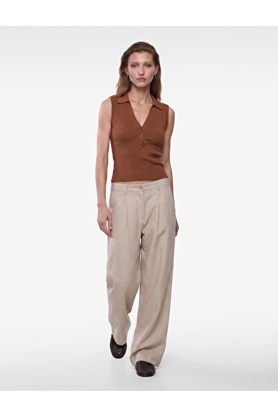 Koton Buttoned Polo V-Neck Sleeveless Viscose Knitwear Blouse