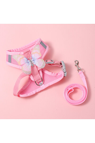 Choice L Pink New Breathable Cute Cat Harness Set Butterfly Small Dog Harness...