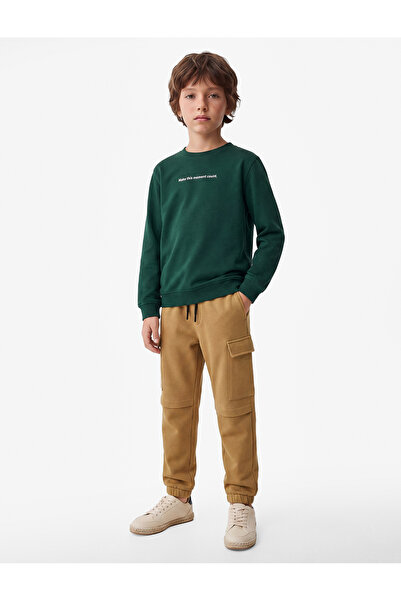 Koton Pamuklu Uzun Kollu Bisiklet Yaka Baskılı Sweatshirt