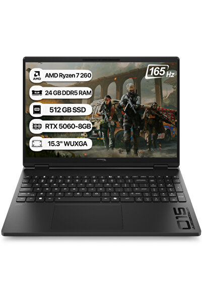 HP HyperX OMEN 15 D2QW2EA AMD Ryzen 7 260 24GB 512GB SSD RTX5060-8GB Freedos ...