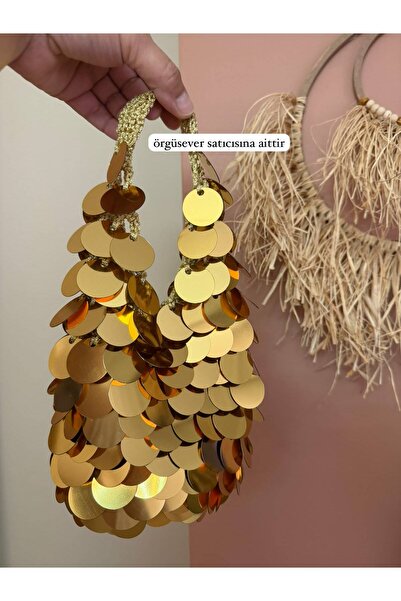 Generic Brand Sequined Fishnet Bag Gold