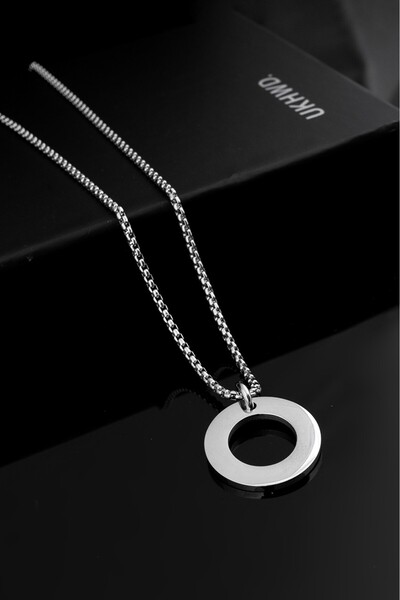 UKHWD SUPPLY Circle Steel Plate Necklace Ka1004Gm