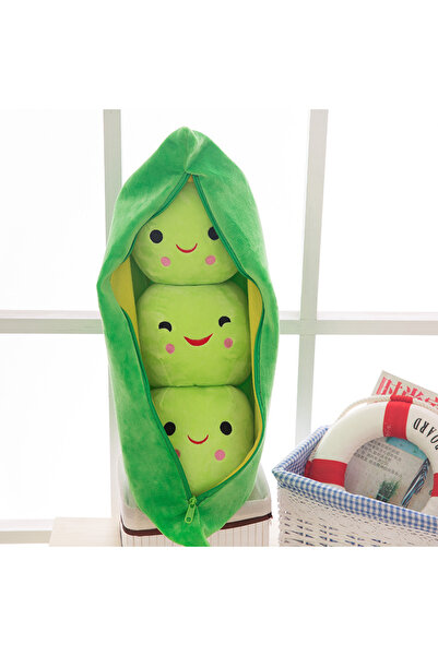 Choice 25cm lvdou New 25cm Cute Pea Pod Pea Shape Plush Plant Doll 3 Beans Wi...