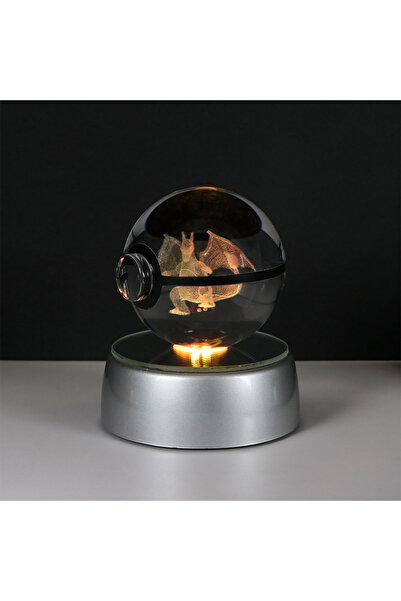 choice2 S Charizard Pokemon 3D Crystal Ball Pikachu Figure Pokeball Engraving...