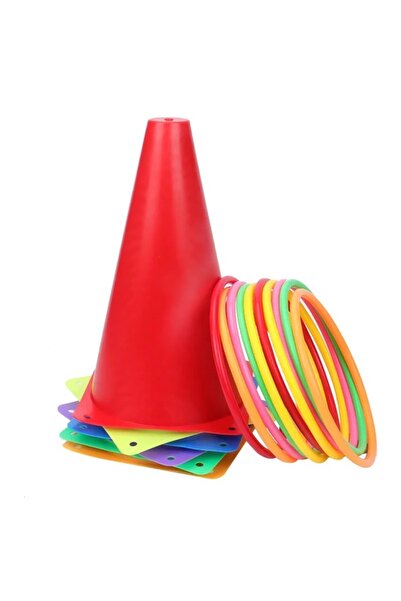 Choice 6 Cones 10 Hoop Throwing Plastic Circles Cone Obstacle Bucket Party Ba...
