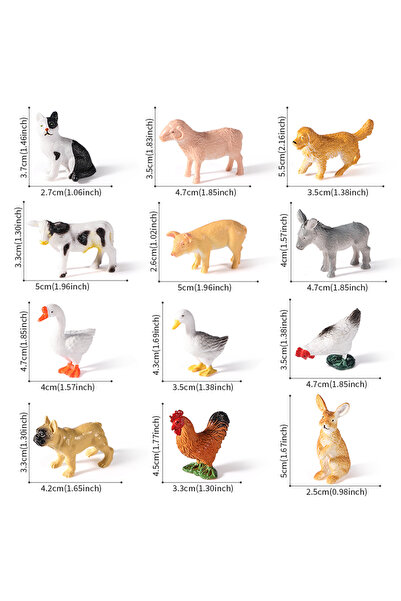 Choice Farm Animal Series 12pcs Mini Farm Figurines Realistic Animal Model Do...