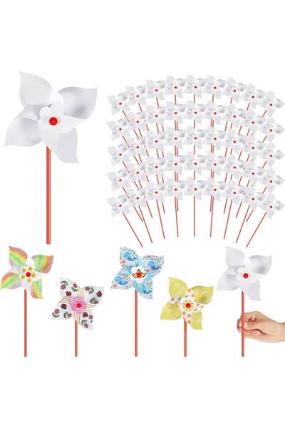 Choice 10pcs 10pcs DIY Paper Pinwheel Bulk White Blank Paper Pinwheel Craft K...