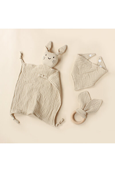 Choice4 Khaki 3pcs Cat Face Embroidered Square Scarf Triangular Scarf Rabbit ...