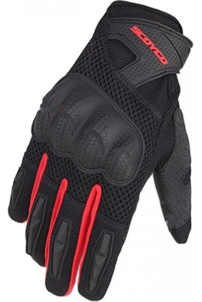Scoyco Unisex Kırmızı Siyah Yazlık Korumalı Eldiven Mc58