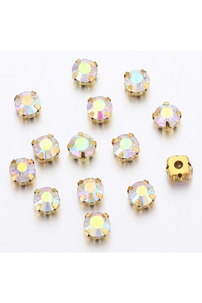 Choice5 AB color 50pcs 6mm Rhinestone Crystal Glass Beads Cabochons Bead for ...