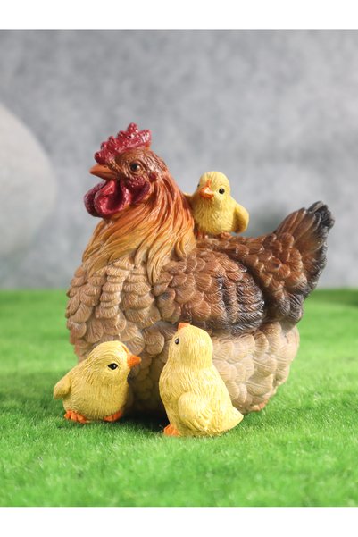 Choice BS39107 Resin Chicken Family Figurines - Realistic Rooster Sculptures ...