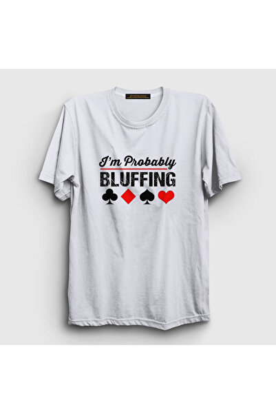 Presmono Unisex bela Verovatno blefira u pokeru T-shirt 362010tt