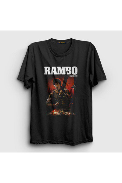 Presmono Unisex Black First Blood Movie Rambo T-shirt249131tt