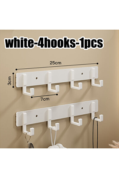 Choice3 white-4hook Kitchen Space Aluminum Punch-Free Hooks Are Easy to Insta...