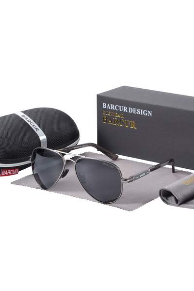 Choice BARCUR Original Silver Gray BARCUR Men Sunglasses Pilot Polarized Sun ...