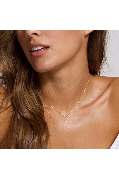 Choice 45cm C A-Z Initial Necklace 18K Gold Plated Necklace Cute Letter Stain...