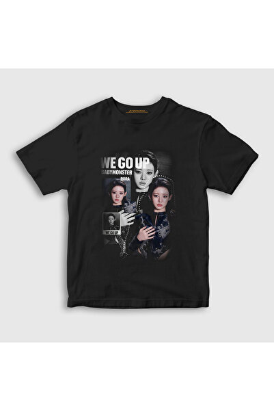 Presmono Unisex Kids Black We Go up Babymonster Baby Monster T-Shirt 610832Tt