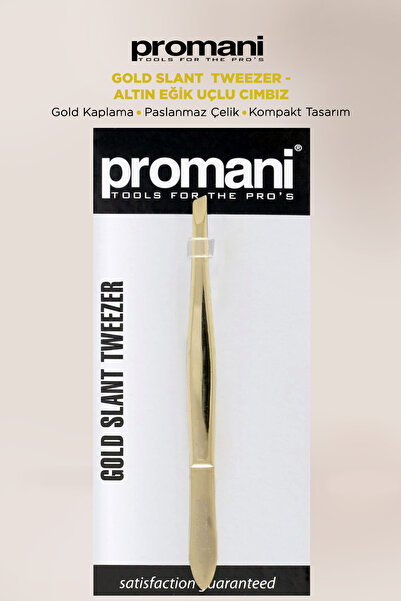 Promani Gold Slant Tweezer - Altın Eğik Uçlu Cımbız