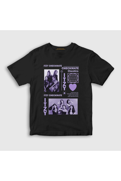 Presmono Unisex Kids Black Poster K Pop Itzy T-Shirt 579239Tt