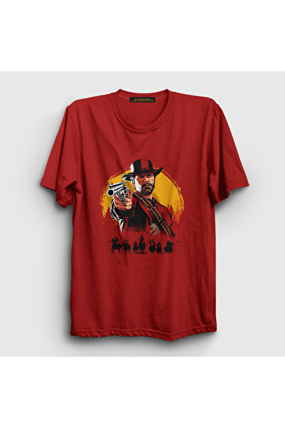 Presmono Tricou unisex roșu pentru jocuri video Red Dead Redemption 507570tt