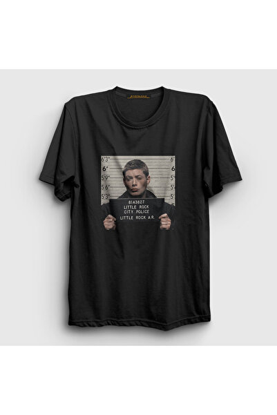 Presmono Unisex Black Dean Winchester Jail Supernatural T-Shirt 507790Tt