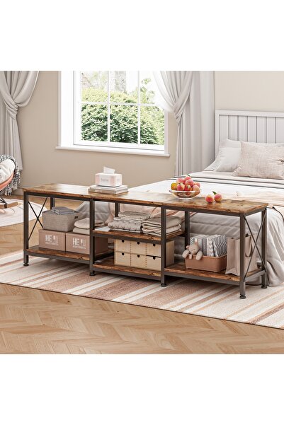 DASEN White TV Stand Console Table with 3-Tier Storage Shelf, 180*40*60cm TV ...